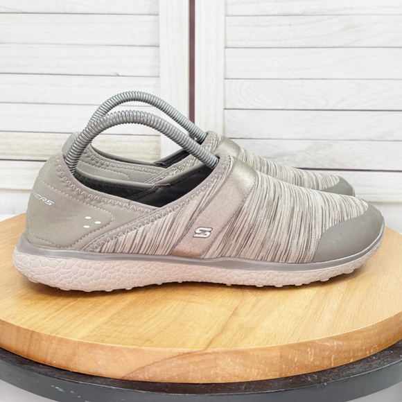 Skechers Microburst Knit Slip On Sneakers Taupe Beige 9.5 - Picture 1 of 11